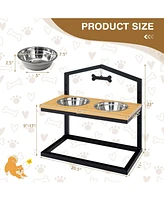 Sugift 5 Heights Elevated Pet Feeder with 2 Detachable Stainless Steel Bowl