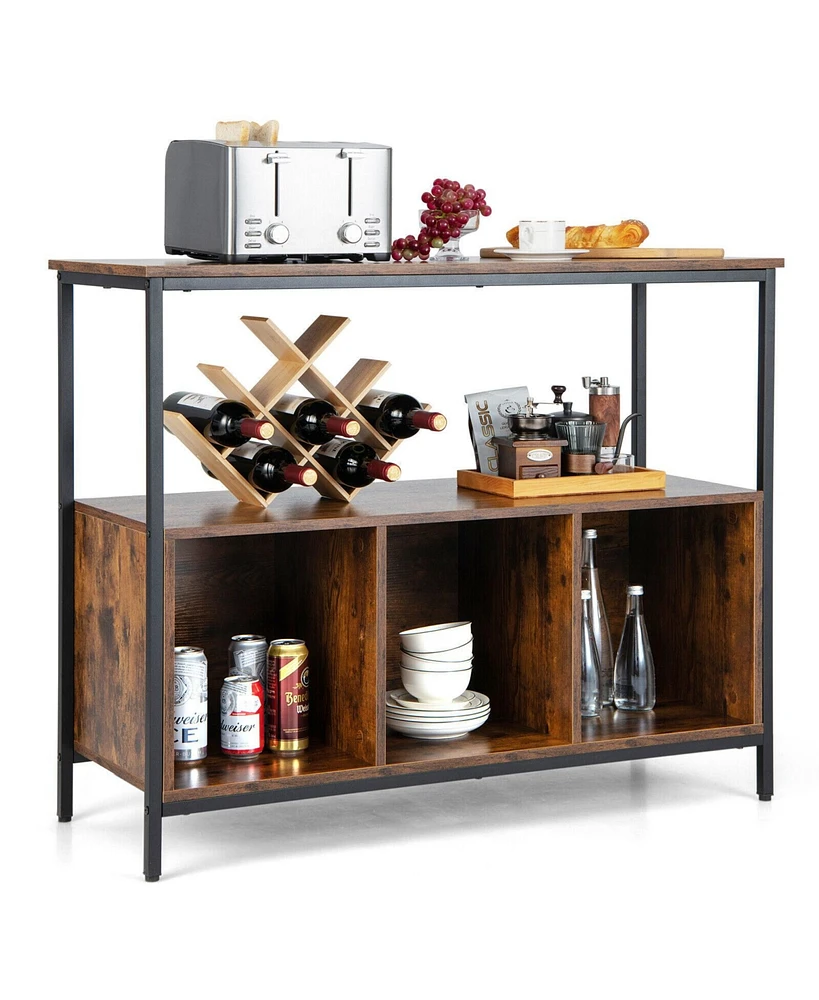 Sugift Modern Kitchen Buffet Sideboard with 3 Compartments