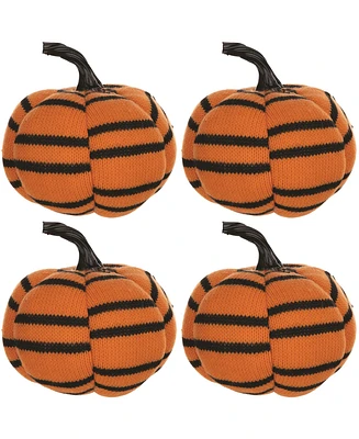 Slickblue Plush Halloween Striped Pumpkin - Set of 4