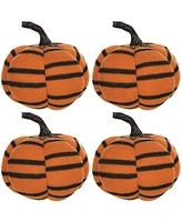 Slickblue Plush Halloween Striped Pumpkin - Set of 4