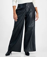 Dkny Jeans Petite Faux Leather Wide-Leg Pants