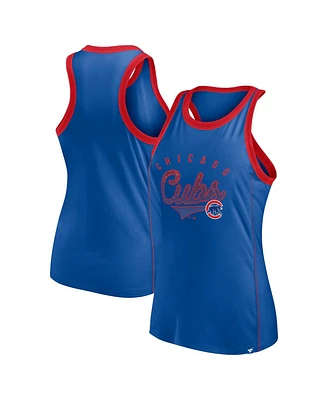 Fanatics Women's Royal Chicago Cubs Tailsweep Fashion Racerback Rhinestone Tank Top