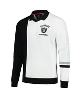 Tommy Hilfiger Men's Black/White Las Vegas Raiders Spencer Colorblock Polo Raglan Pullover Sweatshirt