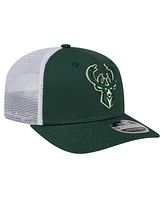 New Era Men's Hunter Green/White Milwaukee Bucks Trucker 9SEVENTY Coolera Stretch-Snap Hat