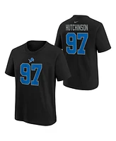 Nike Big Boys and Girls Aidan Hutchinson Black Detroit Lions Player Name Number T-Shirt