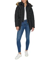 Tommy Hilfiger Women's Bibbed Faux-Fur-Trim Hooded Puffer Coat, Created for Macy's