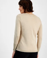 Jm Collection Women's Lurex Shine Crewneck Sweater, Created for Macy's