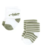 Hudson Baby Boys Cotton Rich Newborn and Terry Socks Lizard