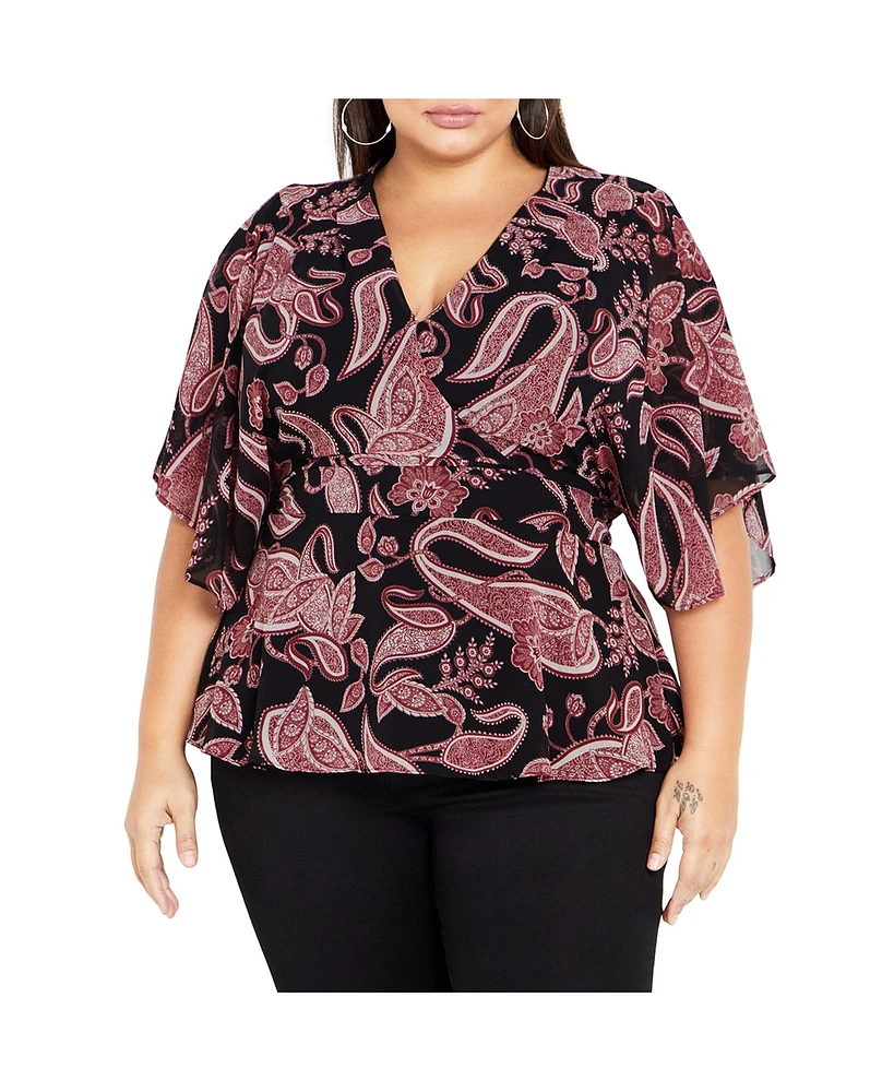 City Chic Women's Paisley Level Top