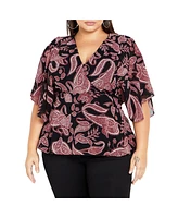 City Chic Women's Paisley Level Top