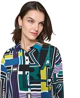 Karl Lagerfeld Paris Petite Abstract-Print Blouse