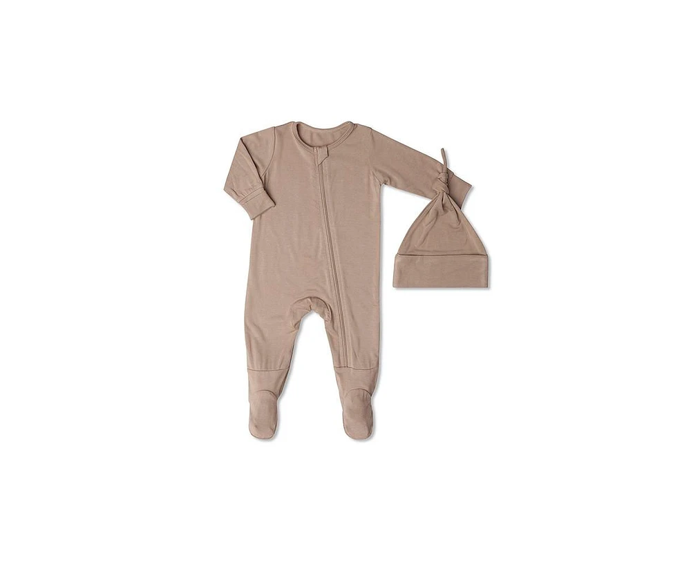 Baby Grey By Everly Boys Neutral Jersey Long Sleeve Footie & Hat Set