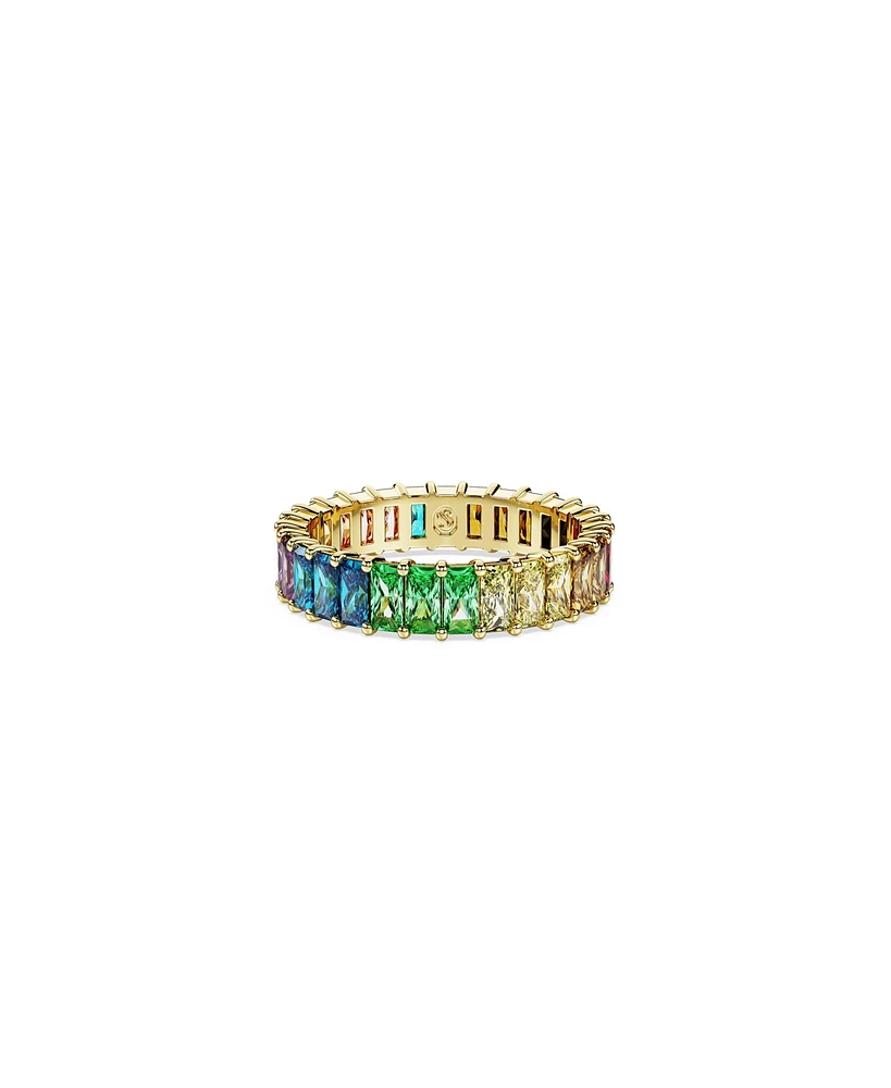 Swarovski Baguette Cut, Multicolored, Gold-Tone Plated Matrix Ring