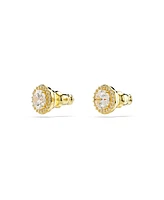 Swarovski Round Cut, Gold Tone, Gold-Tone Plated Una Stud Earrings