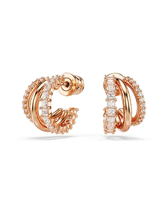 Swarovski Mixed Cuts, Mini, White, Rose Gold-Tone Plated Hyperbola Hoop Earrings