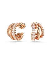 Swarovski Mixed Cuts, Mini, White, Rose Gold-Tone Plated Hyperbola Hoop Earrings