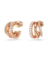 Swarovski Mixed Cuts, Mini, White, Rose Gold-Tone Plated Hyperbola Hoop Earrings