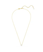 Swarovski Stilla Pendant, Square Cut, White, Gold-Tone Plated Necklace