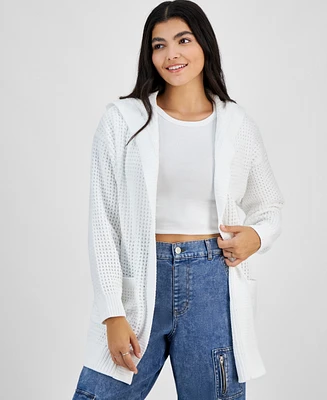 Hooked Up by Iot Juniors' Chenille Open Front Cardigan