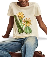 Lucky Brand Women's Cotton Watercolor Cactus Classic T-Shirt