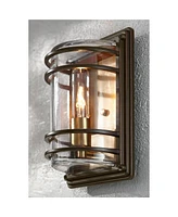 John Timberland Habitat Modern Industrial Outdoor Wall Light Fixture Bronze Brown Warm Brass 11" Clear Glass for Exterior House Porch Patio Outside De