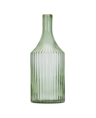 Slickblue Sage Ribbed Glass Bottle Neck Vase Stylish and Textured Home Decor Accent