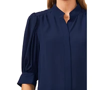 CeCe Women's 3/4-Sleeve Collared Button Down Blouse