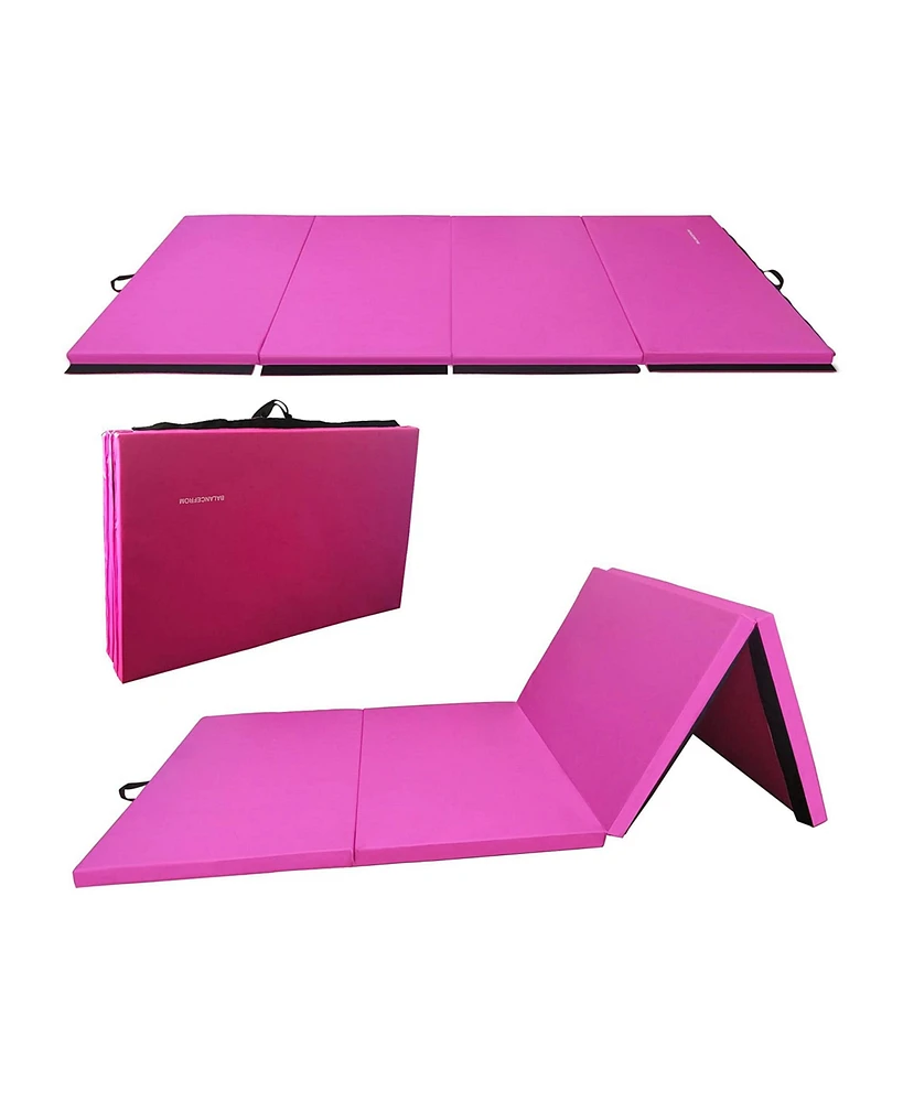 BalanceFrom Fitness 120 x 48" All Purpose Folding Gymnastics Exercise Mat, Pink