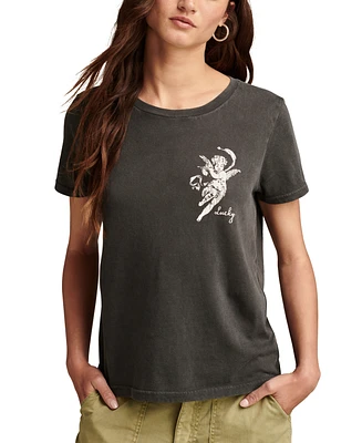 Lucky Brand Women's Love Cherubs Crewneck Cotton T-Shirt