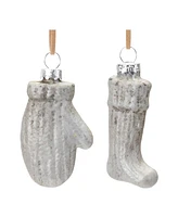 Slickblue Glass Mitten And Stocking Ornament (Set of 12)