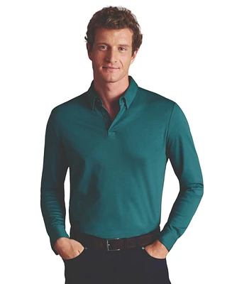 Charles Tyrwhitt Men's Plain Long Sleeve Jersey Polo