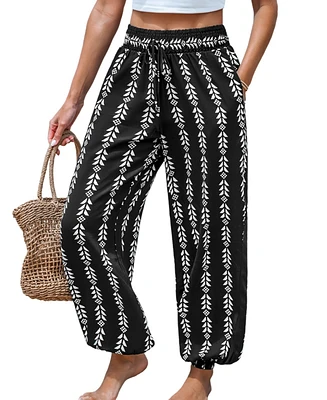 Cupshe Women's Black & White Arrow Striped Tapered Leg Pants