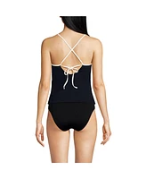 Lands' End Women's Reversible Scoop Neck Tie Back Tankini Swimsuit Top