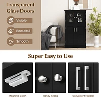 Slickblue 4 Doors Freeestanding Bathroom Floor Cabinet with Adjustable Shelves