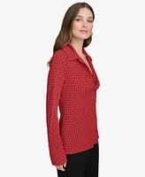 Halston Women's Printed Notch-Collar Blouse