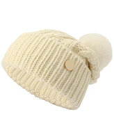 Michael Michael Kors Soft Knit Tangled Aran Cuff Pom Beanie
