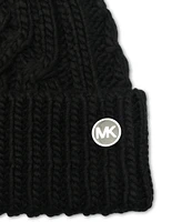 Michael Kors Soft Knit Tangled Aran Cuff Pom Beanie