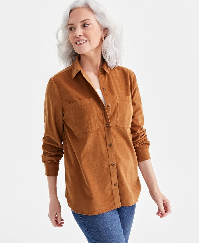 Style & Co Women's Cotton Corduroy Overshirt, Created for Macy's