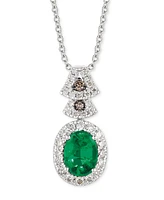 Le Vian Costa Smeralda Emerald (7/8 ct. t.w.) & Diamond (3/8 ct. t.w.) Halo Adjustable 20" Pendant Necklace in 14k White Gold