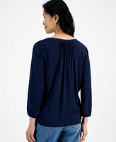 Style & Co Women's Split Neck Popover Blouse, Created for Macy's