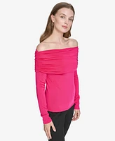 Halston Women's Ruched Off-The-Shoulder Long-Sleeve Top