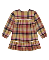 Kids Headquarters Toddler Girl Plaid Flannel Crochet Trim Dress