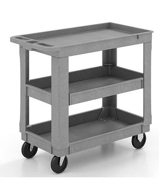 Slickblue 3-Tier Utility Cart with 550 Lbs Max Load and Adjustable Middle Shelf-Grey