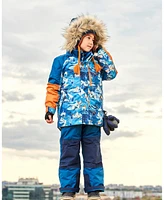 Deux par Big Boys Two Piece Snowsuit Majolica Blue Printed Glaciers