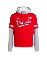 Adidas Men's Scarlet Nebraska Huskers Pullover Baseball Jersey Hoodie