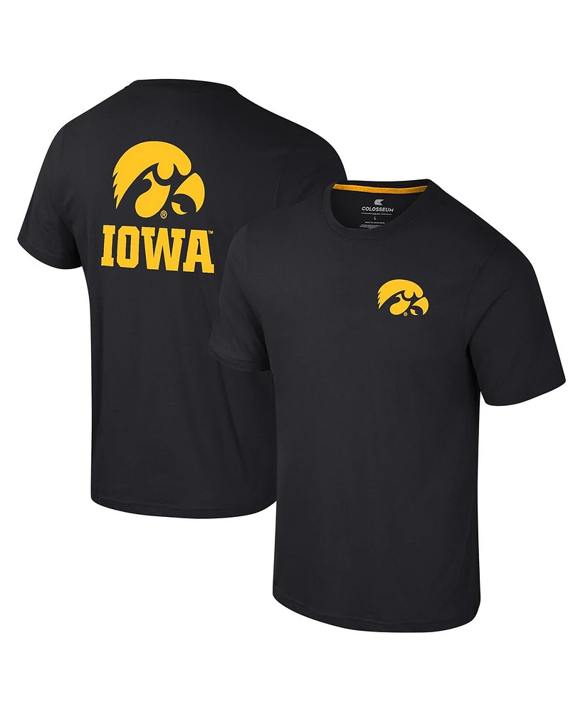 Colosseum Men's Black Iowa Hawkeyes Logo Lockup 2-Hit Active Blend T-Shirt