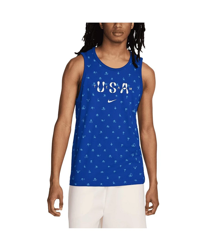 Nike Men's Blue Team Usa Allover Print Club Tank Top