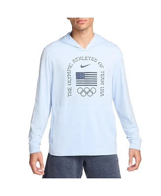 Nike Men's Light Blue Team Usa Restore Yoga Long Sleeve Hoodie T-Shirt