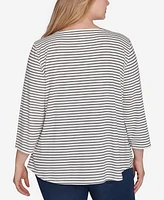 Ruby Rd. Plus Boat Neck Fall Y'All Truck Striped Knit Top