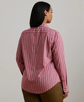 Lauren Ralph Plus Cotton Striped Shirt